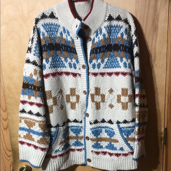 Sundance Anoki Blue and Cream Patterned Cardigan new Xl - Picture 3 of 9